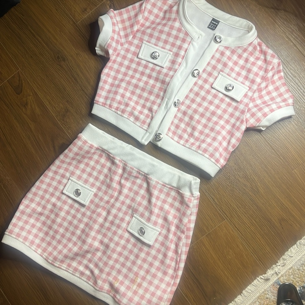 SHEIN pink & plaid 2-piece set